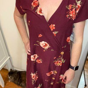 BRAND NEW Large Arizona Burgundy Floral Dress